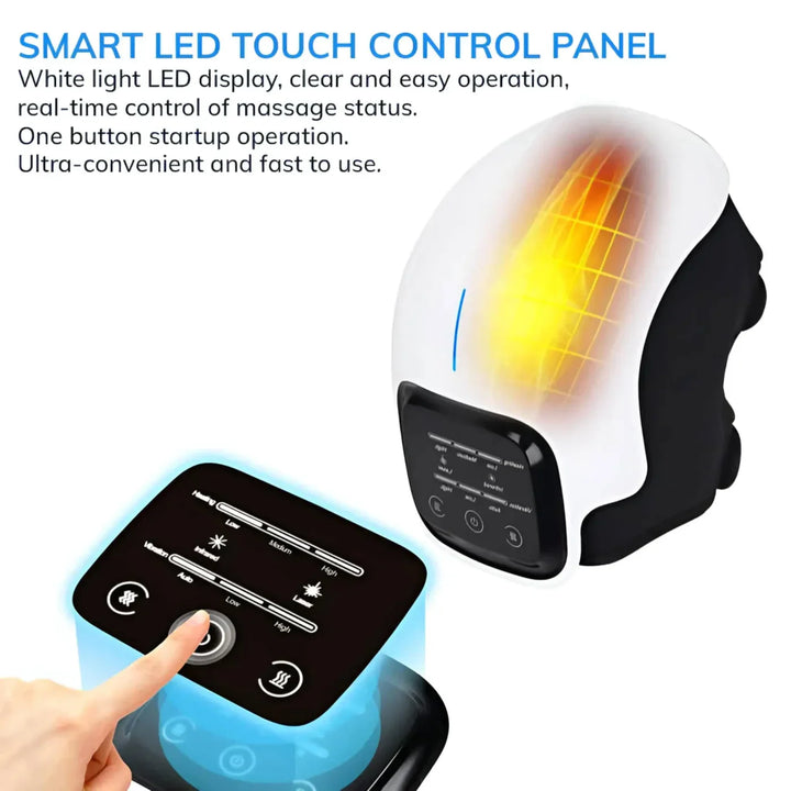 "Knee massager machine with heat and vibration therapy, featuring an ergonomic design for pain relief and mobility improvemen