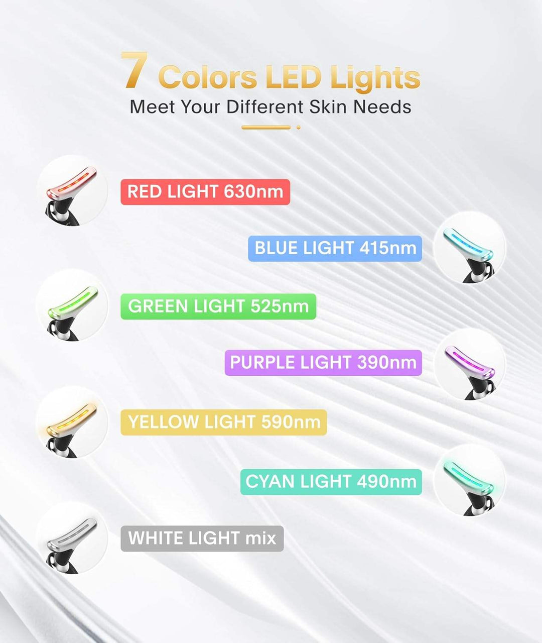 LED light therapy face and neck massager with ergonomic design, features red, blue, green lights for anti-aging and acne care