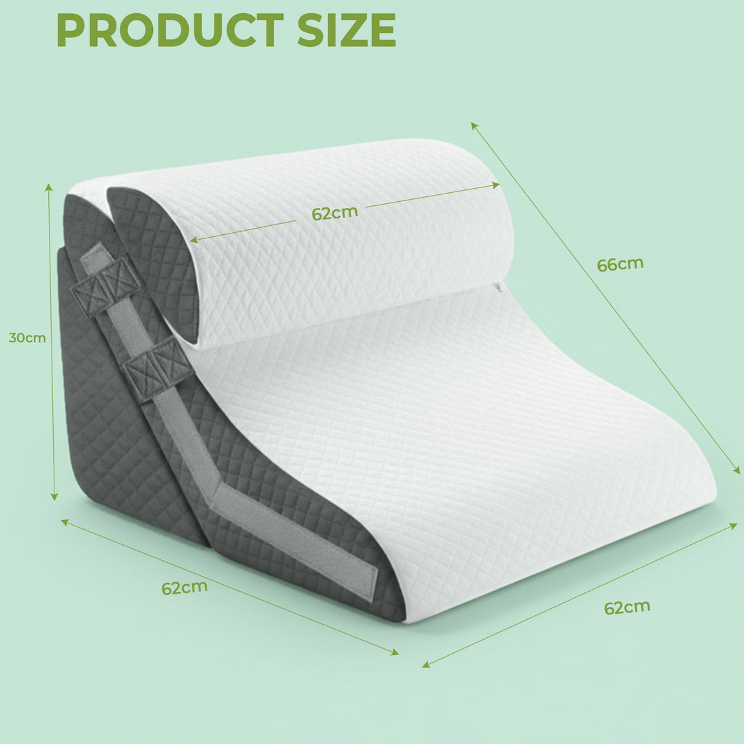 Lifestyle image of breathable wedge pillow with ergonomic design for cooling and comfort, ideal for improved relaxation and s