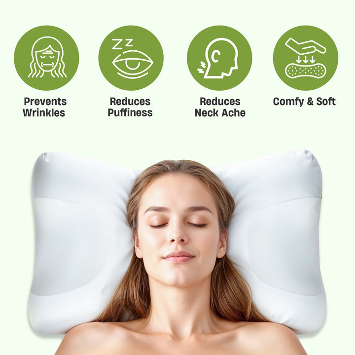 Luxurious beauty pillow with silky surface, designed for comfort and reducing sleep wrinkles, enhancing radiant skin.