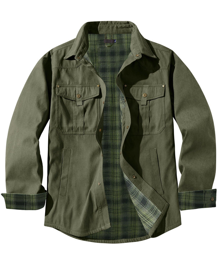 "Men's Traverse Insulated Jacket, black, polyester outer, cotton-flannel lining, versatile outdoor wear with chest pockets"