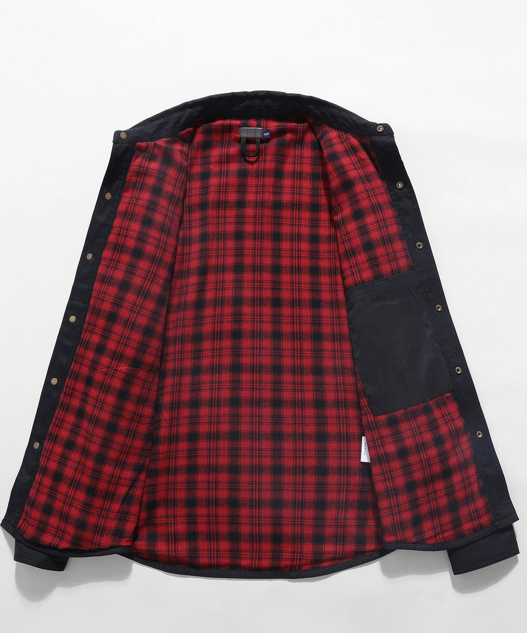 "Men's Traverse Insulated Jacket, black, polyester outer, cotton-flannel lining, versatile outdoor wear with chest pockets"