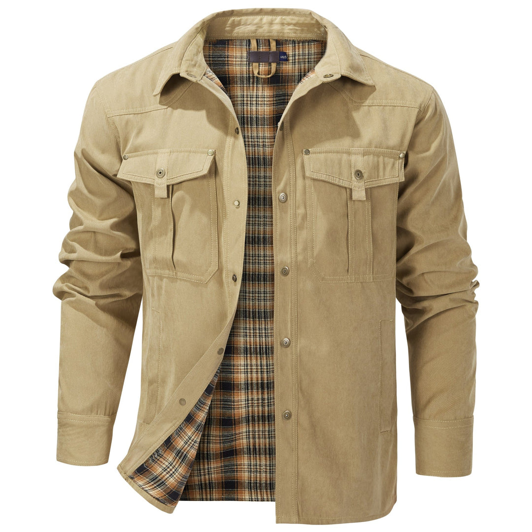 "Men's Traverse Insulated Jacket, black, polyester outer, cotton-flannel lining, versatile outdoor wear with chest pockets"