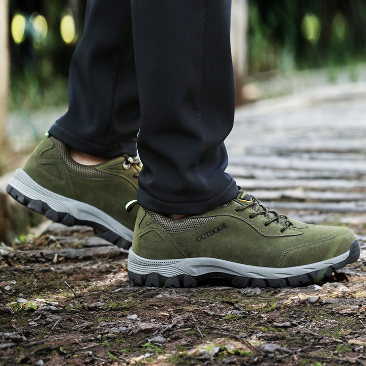 Men's brown orthopedic walking shoes offering foot pain relief with cushioned insoles and supportive arch design.