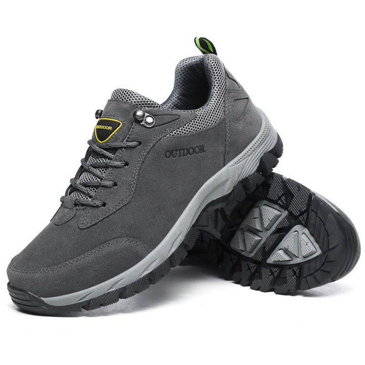 Men's brown orthopedic walking shoes offering foot pain relief with cushioned insoles and supportive arch design.