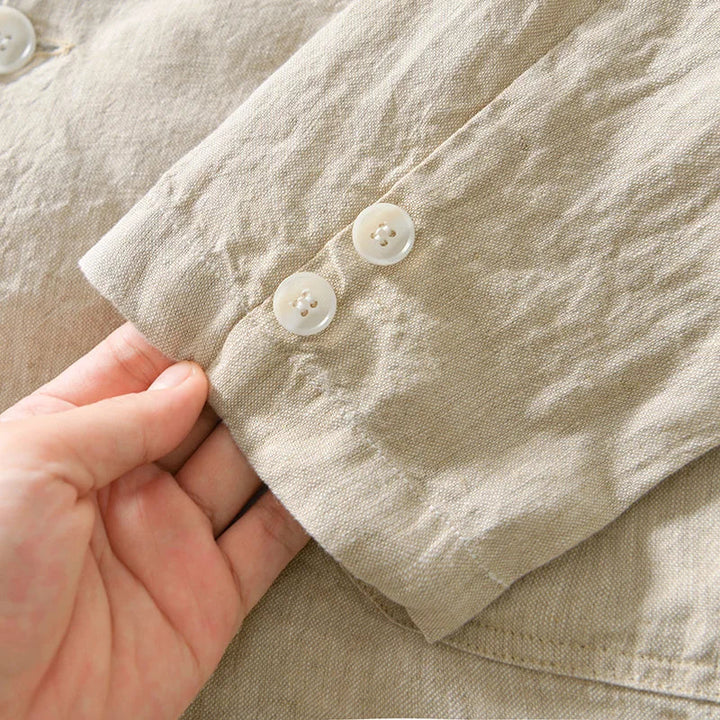 Men's casual linen blazer in versatile color, showcasing a breathable, stylish design, perfect for elegant, effortless outfit