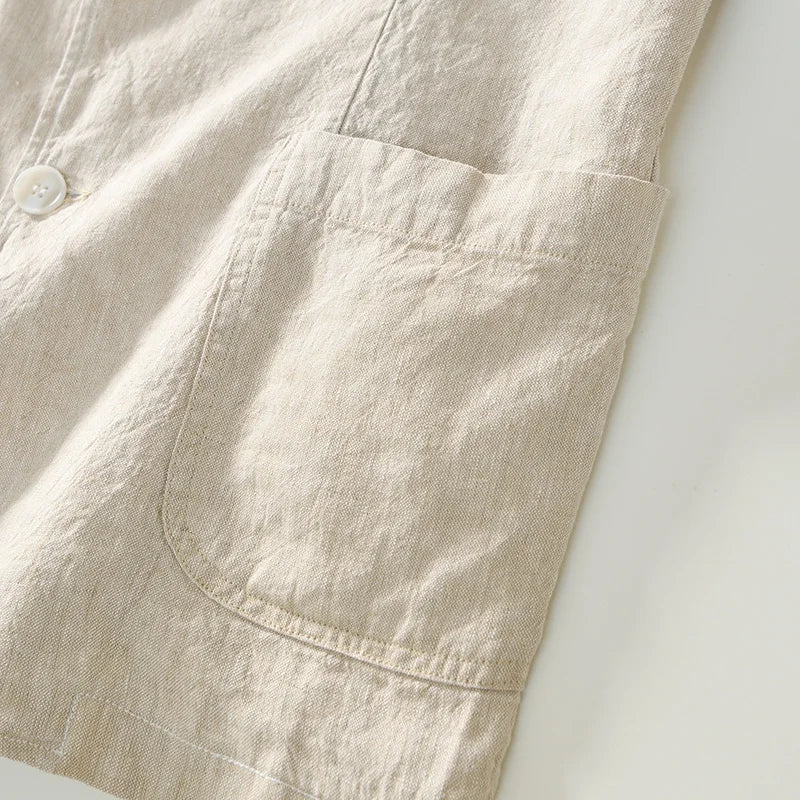 Men's casual linen blazer in versatile color, showcasing a breathable, stylish design, perfect for elegant, effortless outfit