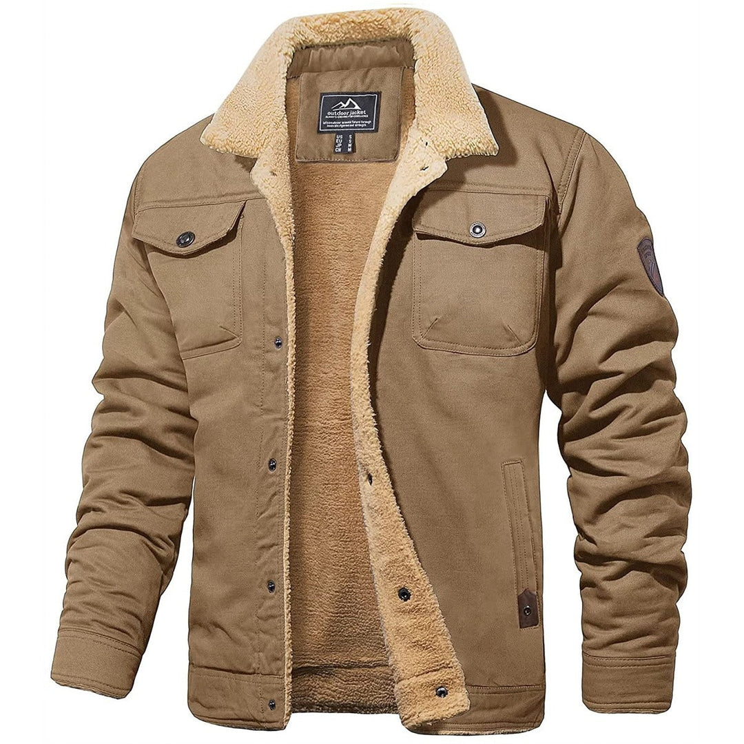 "Men's vintage bomber jacket in black, offering winter warmth with classic style and functional pockets."