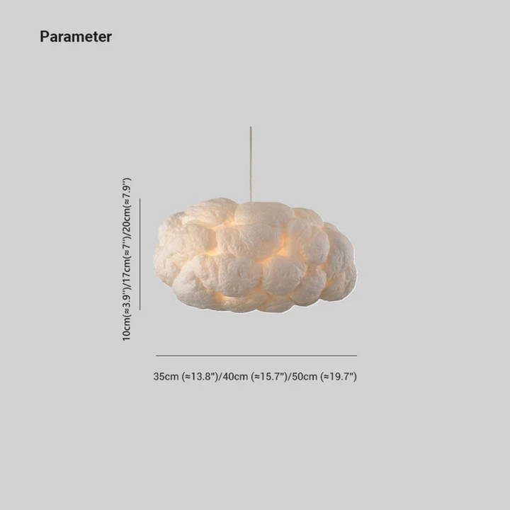 "Modern LED pendant light with cloud-like design, made of PVC and cotton, ideal for interiors. Nimbus style for cozy ambiance