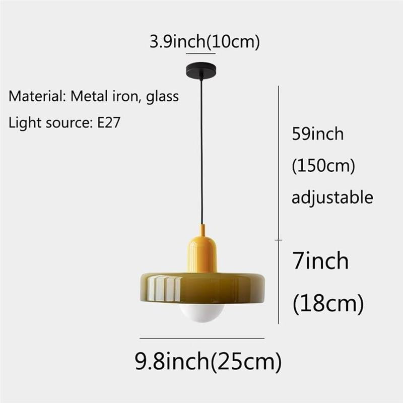 "Modern glass pendant light with sleek glass, brushed metal, ideal for elegant interiors, adds sophistication and warmth."