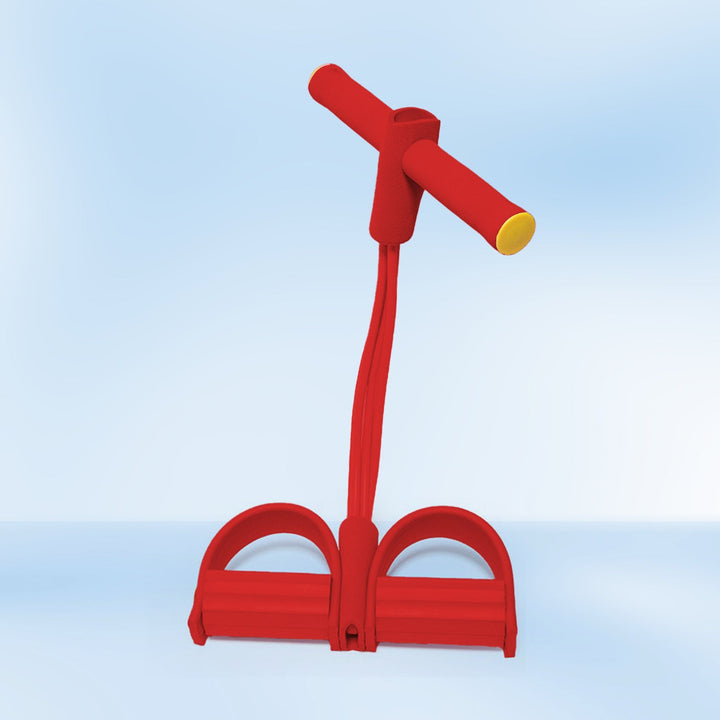 "Multi-Function resistance band with foam handles, vibrant colors, durable latex, enhancing home exercise versatility."