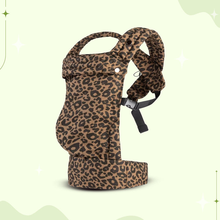 Multi-position baby carrier with plush straps in breathable fabric, for front or back carrying, fits babies 3.2-20 kg.