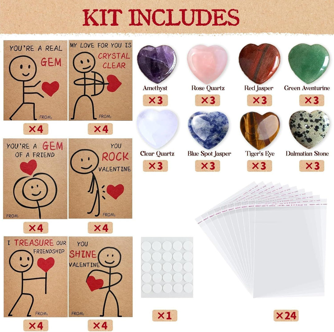 Valentine's Day Cards with Heart-Shape Crystals