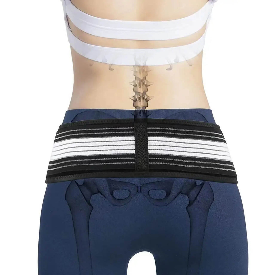 Orthopedic belt for back relief, breathable design, supports vertebrae alignment, adjustable fit, relieves pain and sciatica.