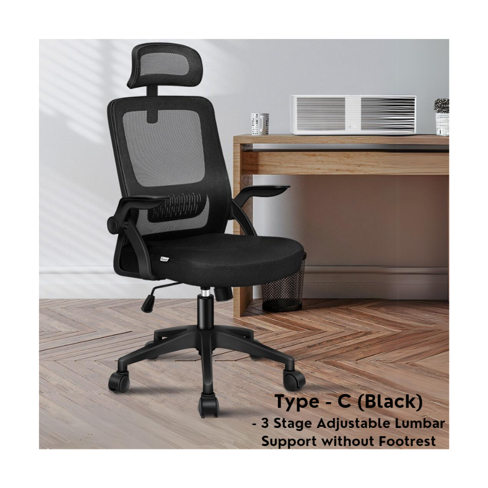"Premium black mesh office chair with adjustable headrest and ergonomic design for maximum comfort and ventilation."