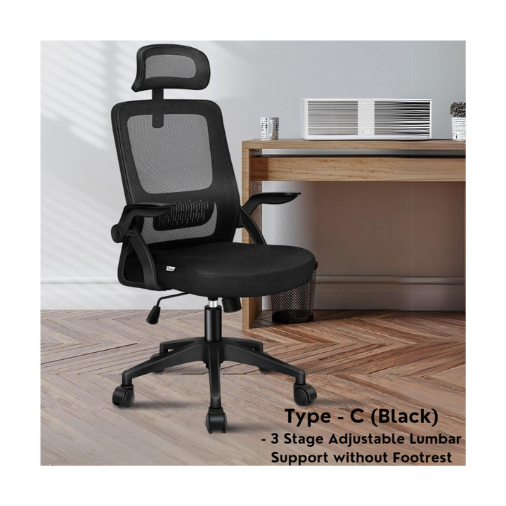"Premium black mesh office chair with adjustable headrest and ergonomic design for maximum comfort and ventilation."