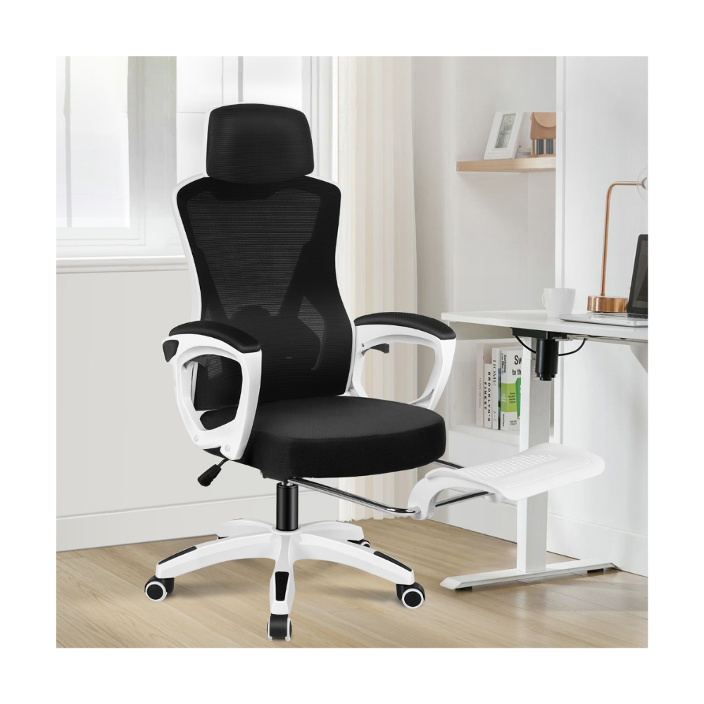 "Premium black mesh office chair with adjustable headrest and ergonomic design for maximum comfort and ventilation."