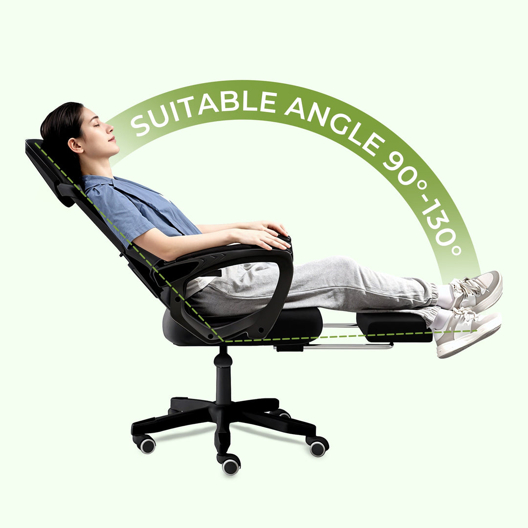 "Premium black mesh office chair with adjustable headrest and ergonomic design for maximum comfort and ventilation."