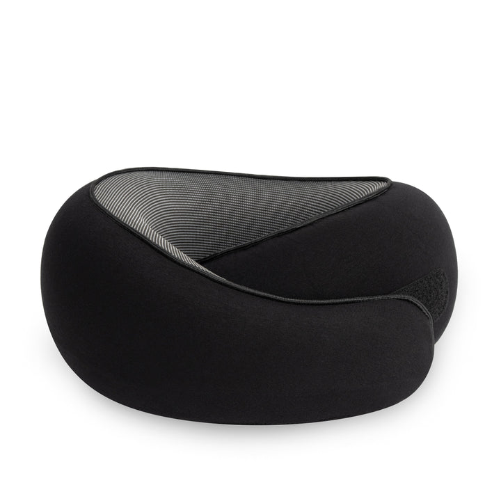 "Premium memory foam travel pillow, ergonomic neck support, sleek design, ideal for unisex comfort on-the-go."