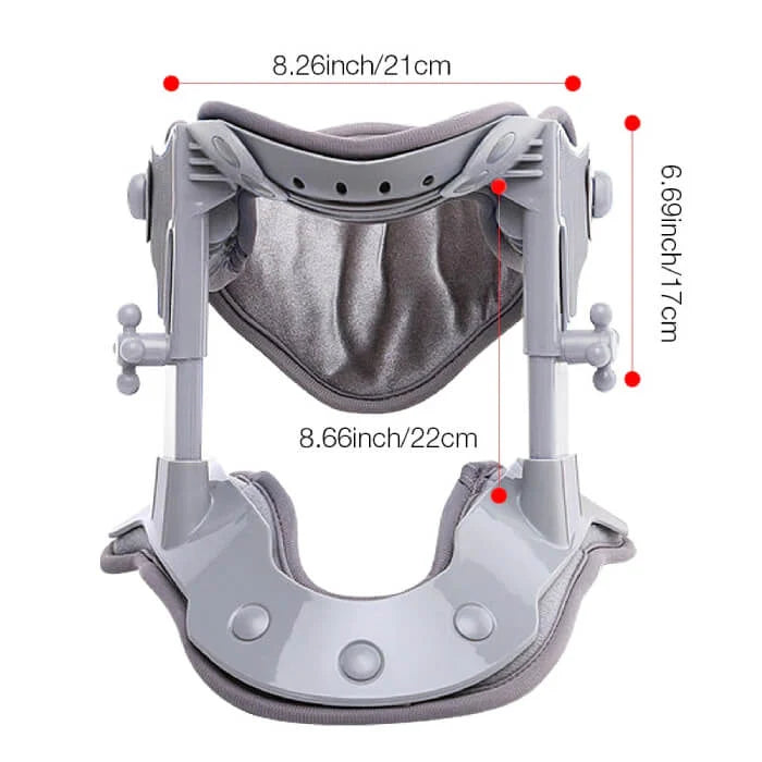 "Professional neck traction device with heat therapy, ergonomic design, supports neck posture, promotes relaxation and pain r