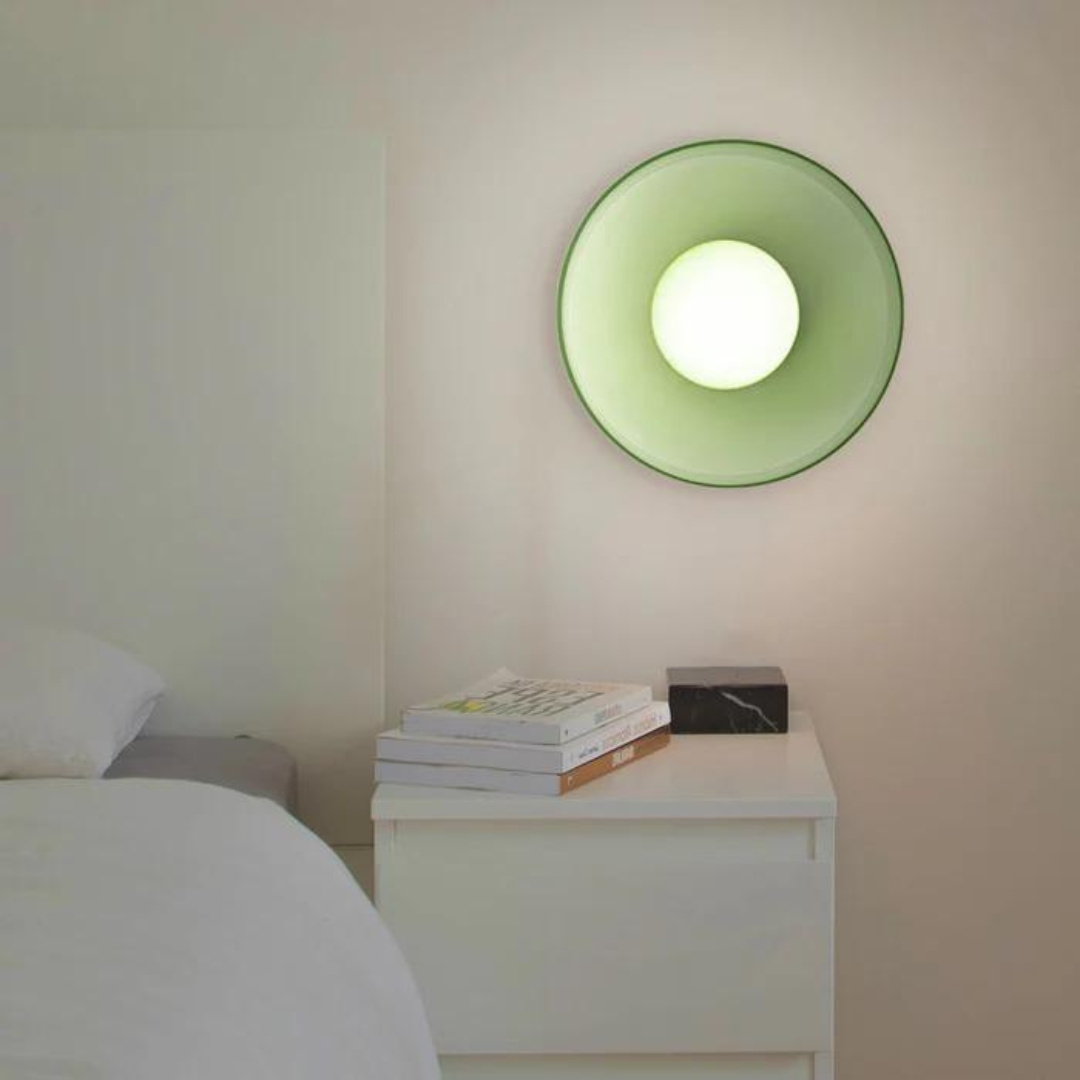 "Round ceiling lamp of high-quality glass in vibrant orange, stylish design, perfect for modern interiors, enhancing any spac