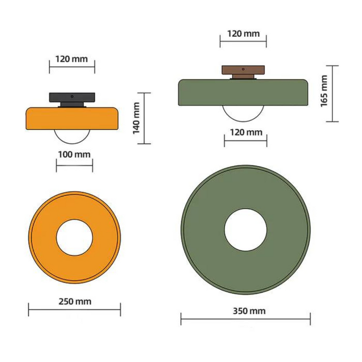 "Round ceiling lamp of high-quality glass in vibrant orange, stylish design, perfect for modern interiors, enhancing any spac