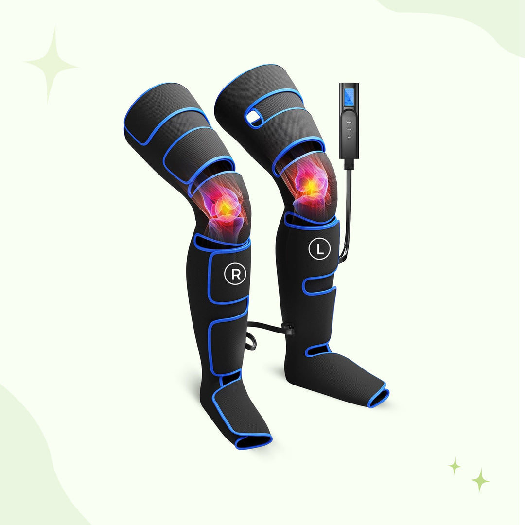 "Snug-fitting leg sleeves massager delivering soothing relaxation, adjustable for intensity, perfect for home or travel use."
