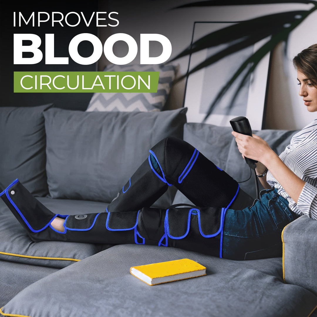 "Snug-fitting leg sleeves massager delivering soothing relaxation, adjustable for intensity, perfect for home or travel use."