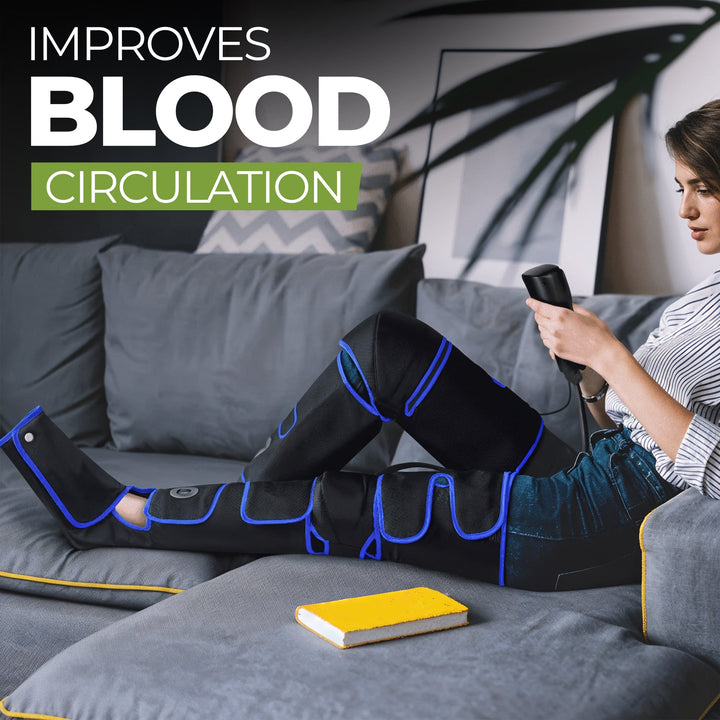 "Snug-fitting leg sleeves massager delivering soothing relaxation, adjustable for intensity, perfect for home or travel use."