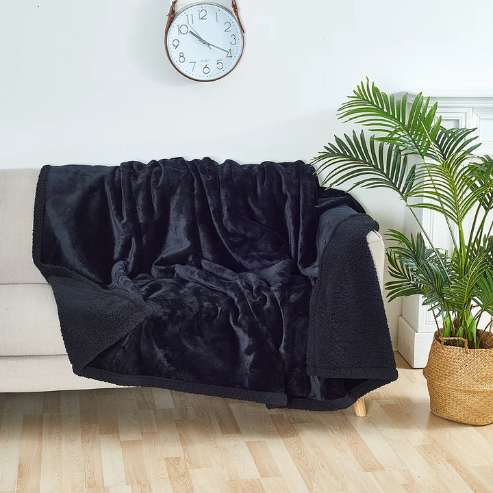 "Soft adult waterproof intimacy blanket, black, king size; sleek design, protects against spills and stains in bedrooms."