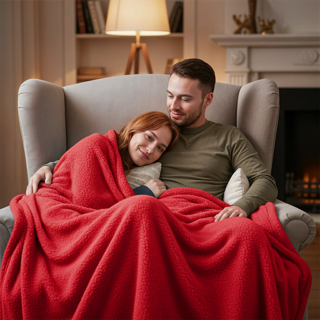 "Soft waterproof intimacy blanket providing comfort and protection, available in various sizes and attractive colors."
