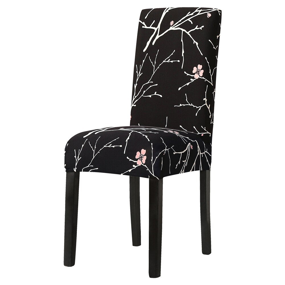 "Stylish dining chair seat covers in various colors and patterns, offering a snug fit and protective home decor solution."