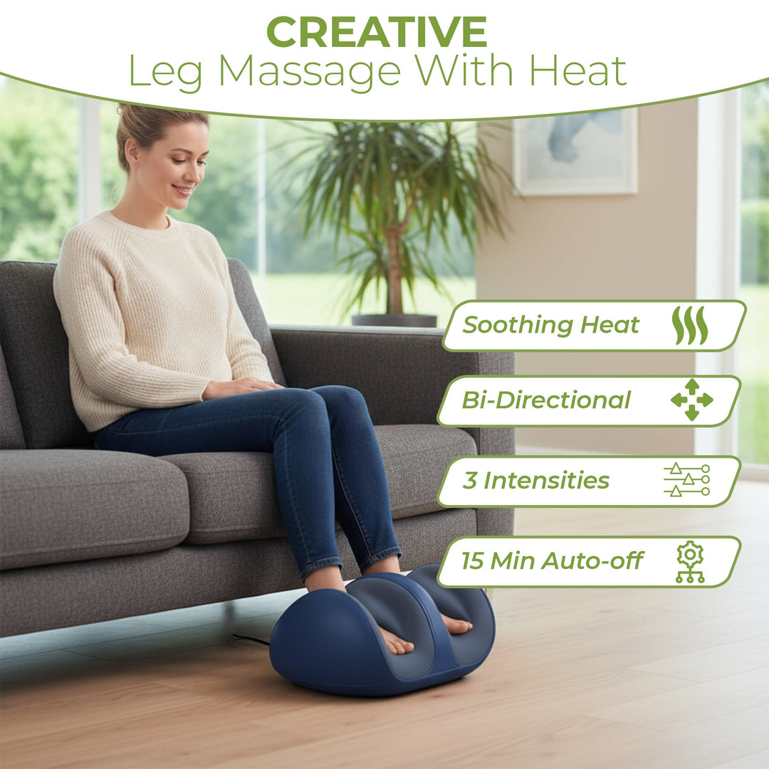 "Stylish foot massager machine for home, offering relaxation with advanced kneading and customizable modes."