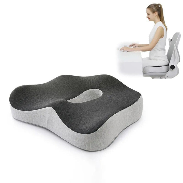 "Ultimate comfort lumbar pillow with memory foam providing ergonomic support for office chairs and car seats, promotes wellne
