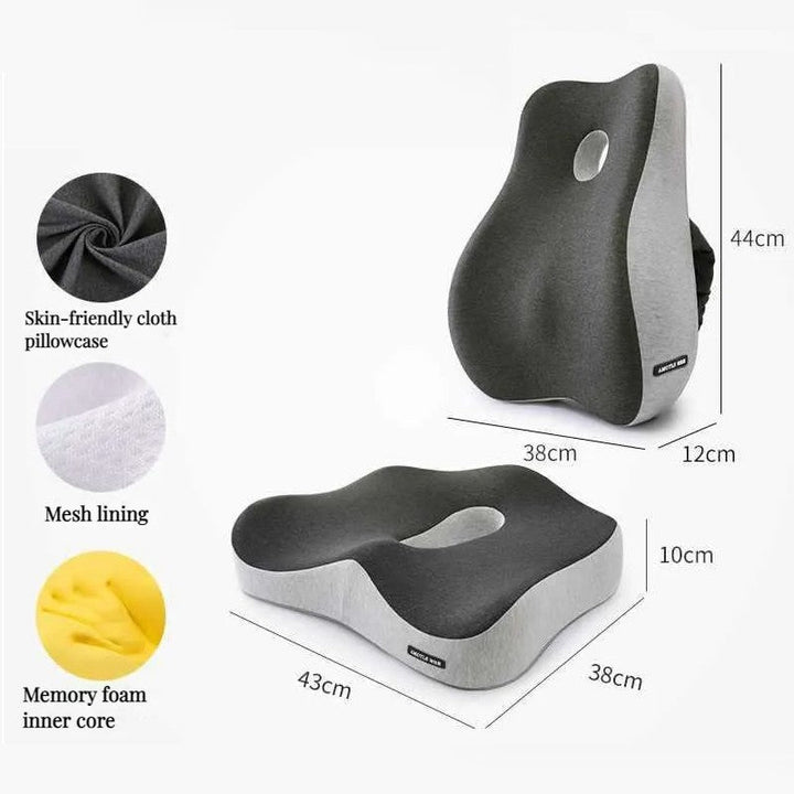 "Ultimate comfort lumbar pillow with memory foam providing ergonomic support for office chairs and car seats, promotes wellne