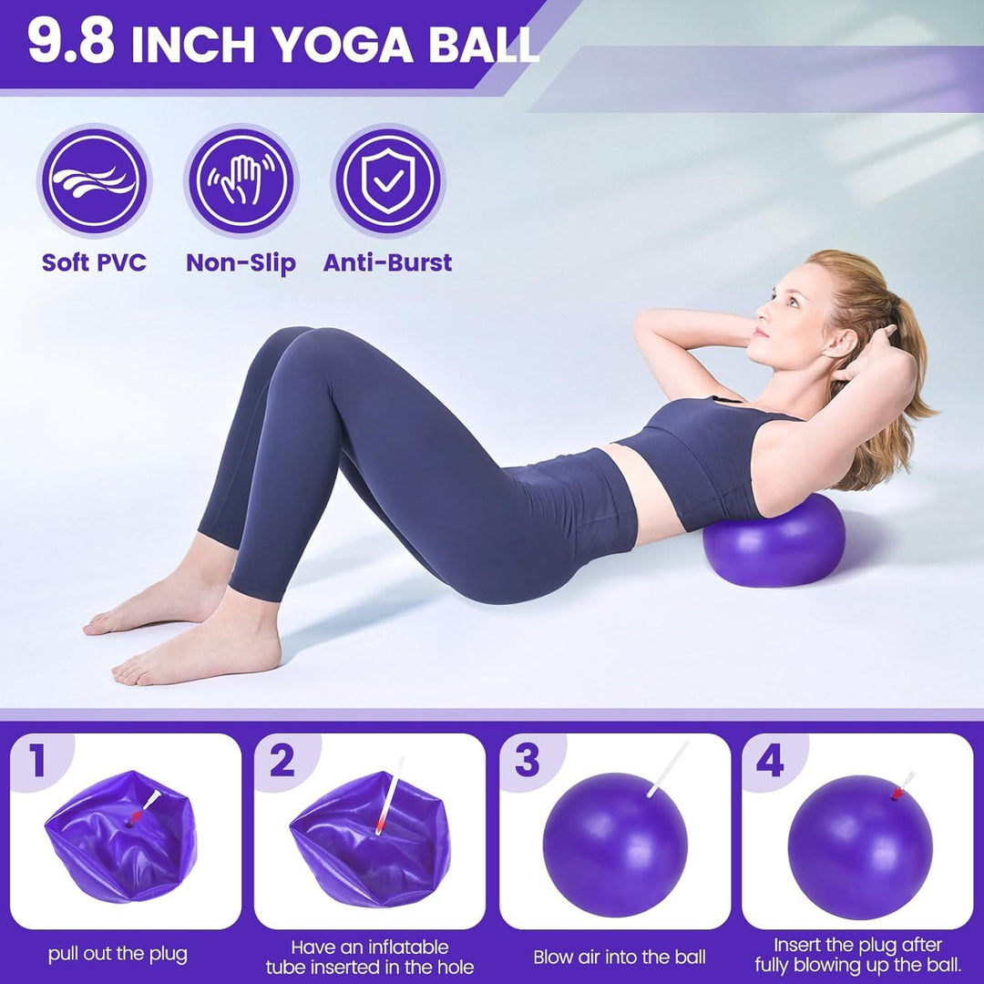 Unisex 9PCS Pilates Set with ring, ball, bands for versatile home workouts. Boost strength, flexibility, and balance.
