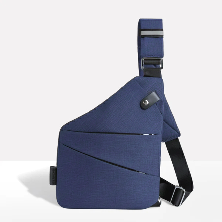 Unisex anti-theft RFID crossbody bag, multi-coloured, featuring sleek design, hidden pockets, and slash-resistant strap.