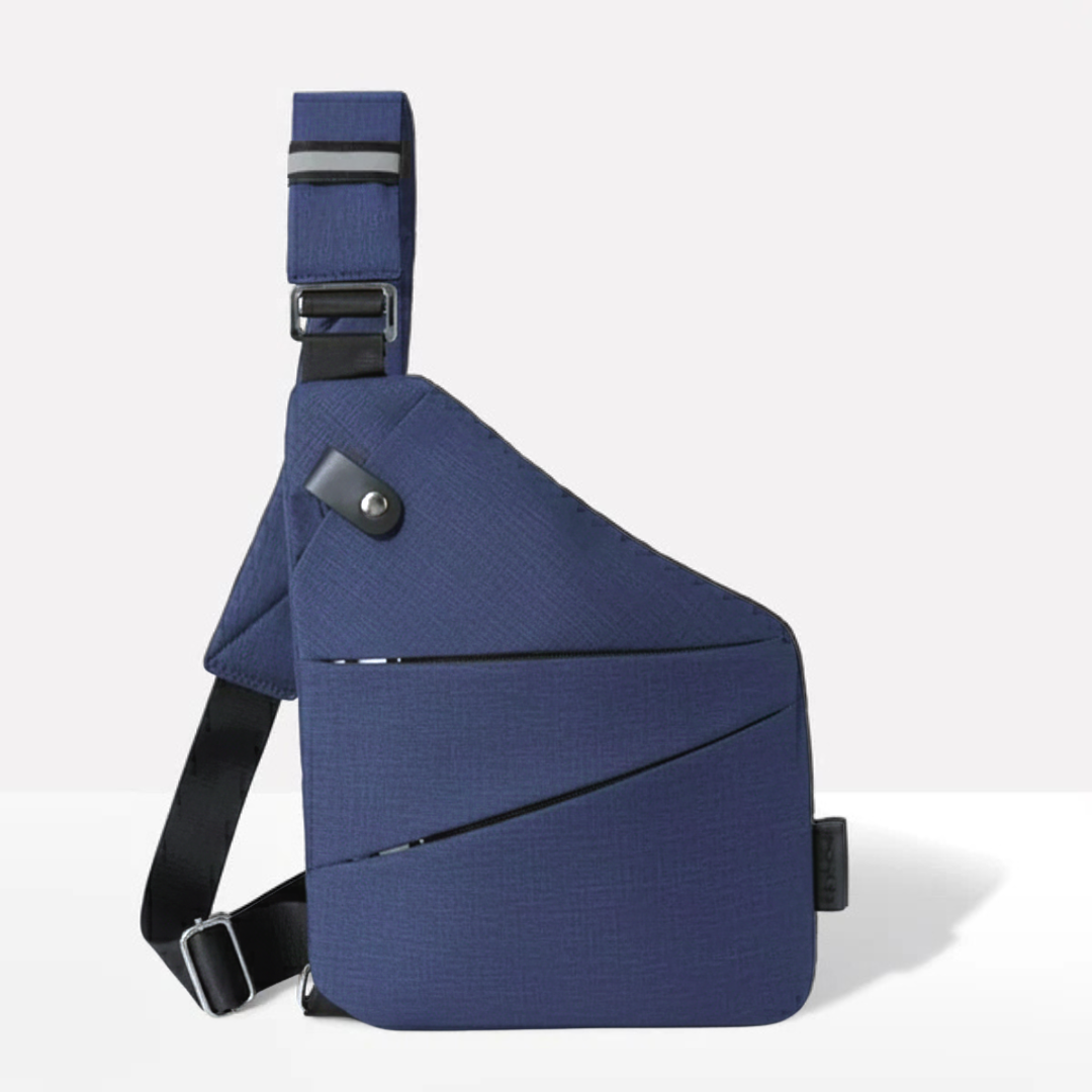 Unisex anti-theft RFID crossbody bag, multi-coloured, featuring sleek design, hidden pockets, and slash-resistant strap.