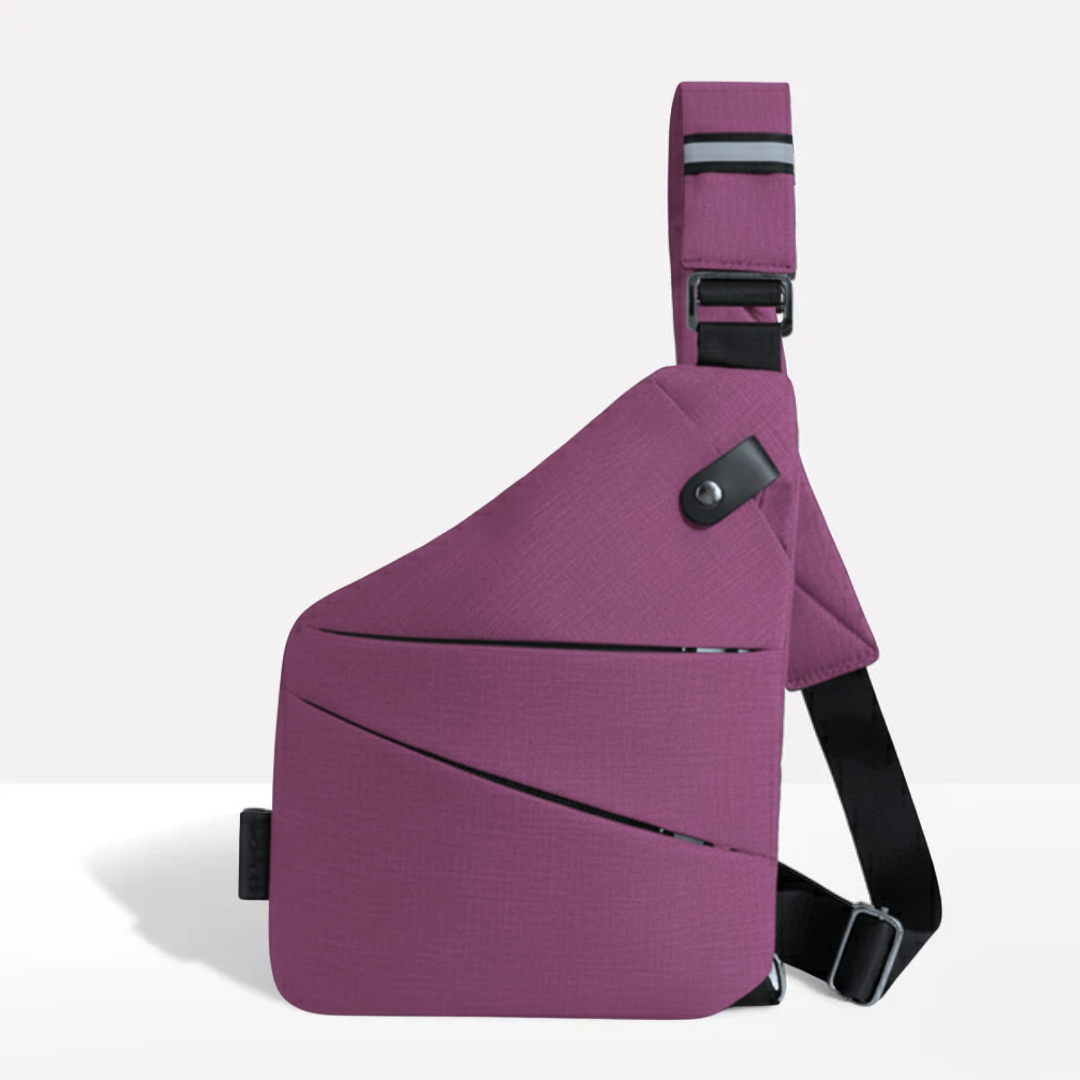 Unisex anti-theft RFID crossbody bag, multi-coloured, featuring sleek design, hidden pockets, and slash-resistant strap.