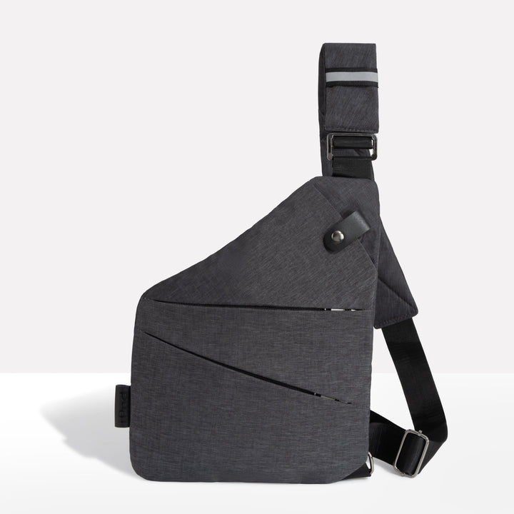 Unisex anti-theft RFID crossbody bag, multi-coloured, featuring sleek design, hidden pockets, and slash-resistant strap.