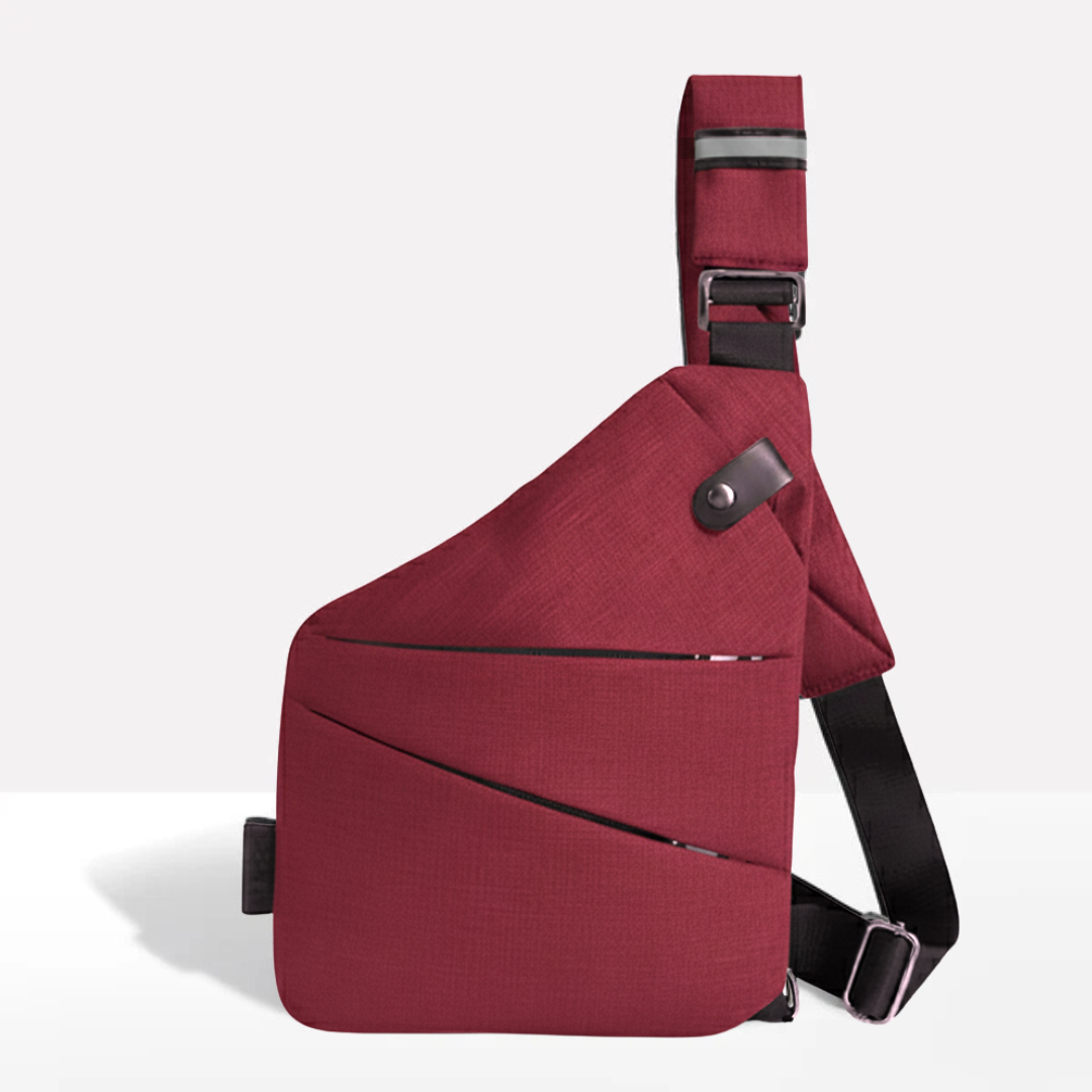 Unisex anti-theft RFID crossbody bag, multi-coloured, featuring sleek design, hidden pockets, and slash-resistant strap.