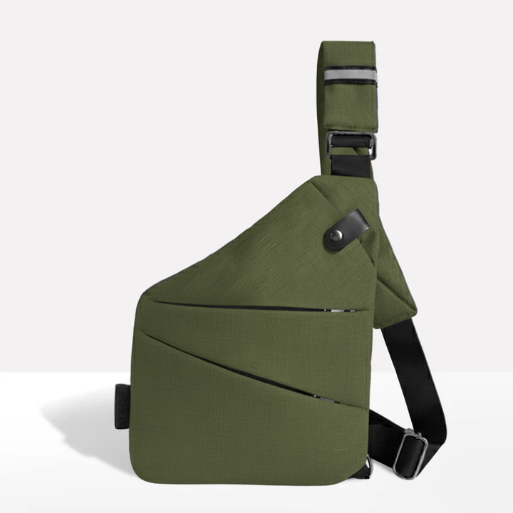 Unisex anti-theft RFID crossbody bag, multi-coloured, featuring sleek design, hidden pockets, and slash-resistant strap.