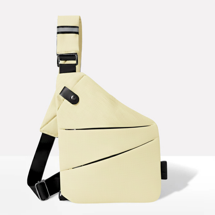 Unisex anti-theft RFID crossbody bag, multi-coloured, featuring sleek design, hidden pockets, and slash-resistant strap.