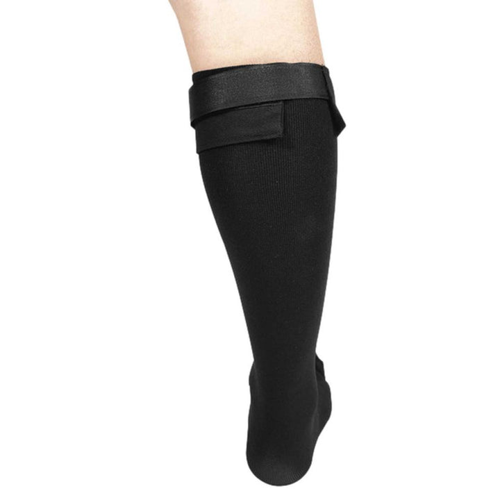 "Unisex black night splint sock for plantar fasciitis, adjustable straps, breathable fabric, health & wellness support"