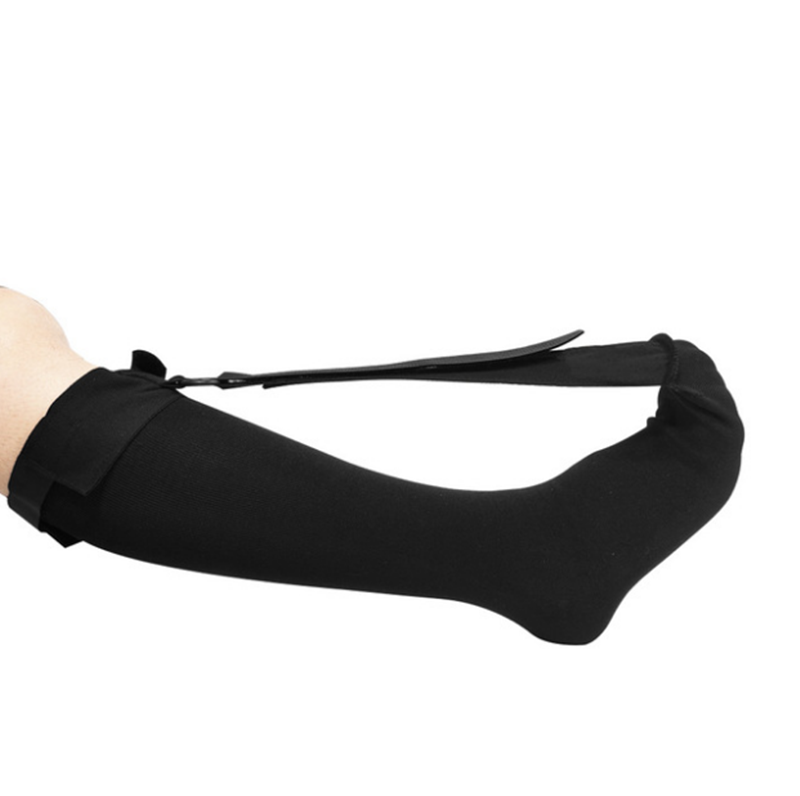 "Unisex black night splint sock for plantar fasciitis, adjustable straps, breathable fabric, health & wellness support"