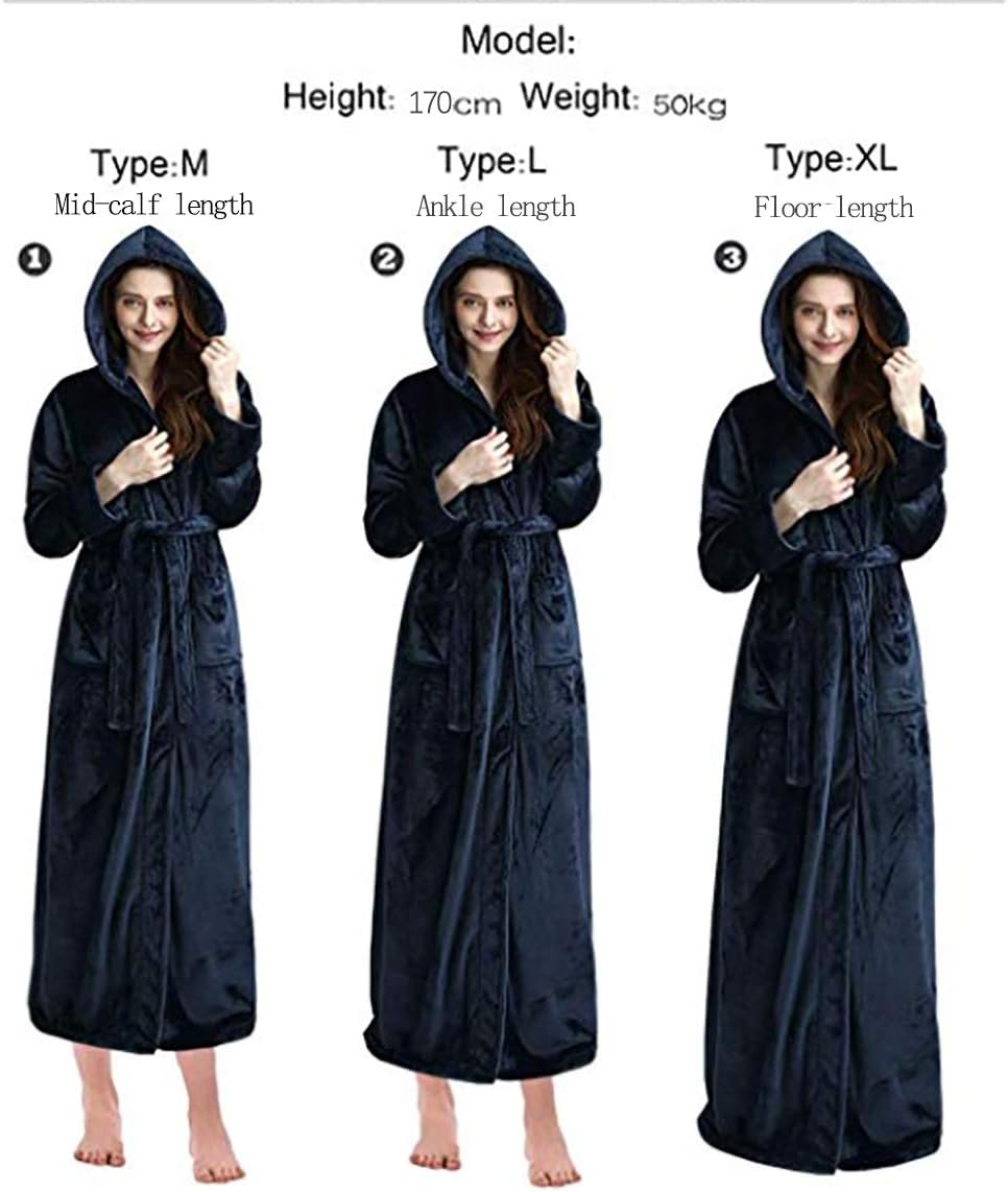 Unisex fluffy fleece bathrobe with hood in blue, cozy and soft, perfect for lounging, displaying warm comfort and luxurious s