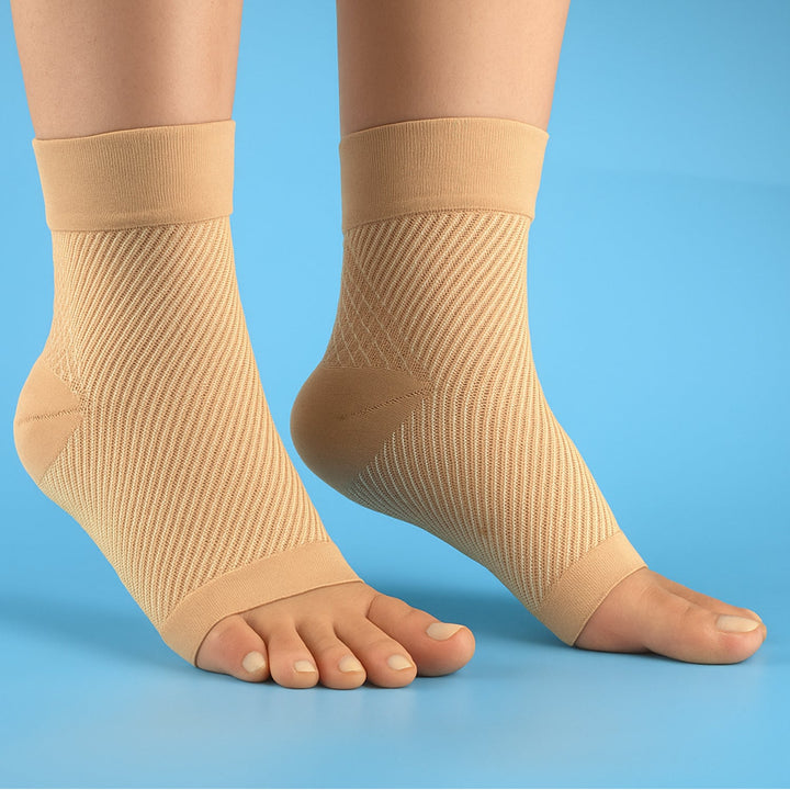 "Unisex foot & ankle compression sleeve socks, open-toe design, breathable fabric, enhances circulation, supports foot pain r