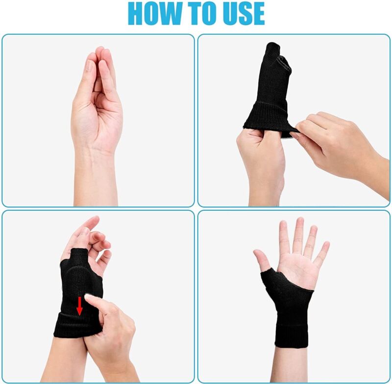 Unisex gel thumb support gloves in black, featuring gel cushions for joint pain relief and arthritis support. Health & Wellne