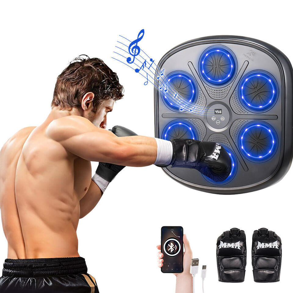 Unisex interactive boxing machine with sensor feedback; compact, adjustable for all ages; ideal for rhythm-driven fitness wor