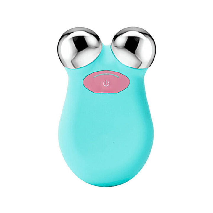 "Unisex microcurrent face lifting device in white, blue, pink. Sleek design for smoother, firmer skin; ergonomic for easy han